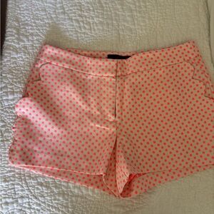 J. Crew Shorts with Coral Polka Dots + Scalloped Pockets